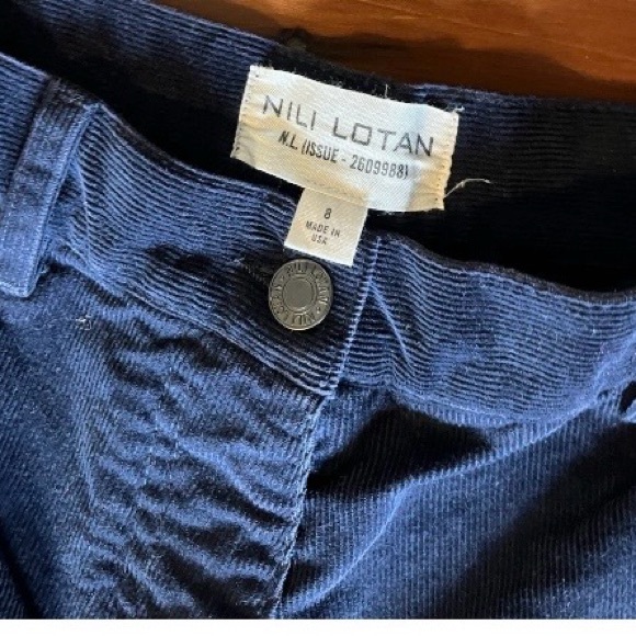 Nili Lotan Women's Deep Blue Corduroy Pants size 8 - Picture 3 of 3